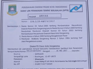 Pedagang Pasar Anyar Dirugikan, Oknum Pegawai PD Pasar Kota Tangerang